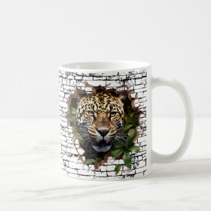 Taza De Café Arte de ruptura de pared de leopardo 3D – Safari r