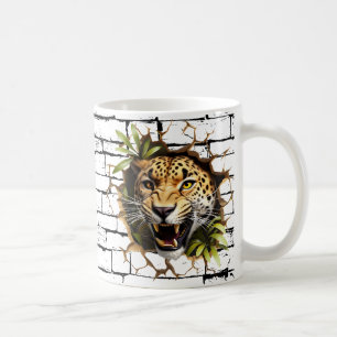 Taza De Café Arte de ruptura de pared de leopardo 3D – Safari r