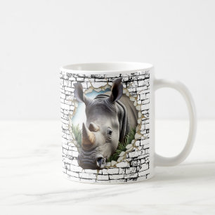 Taza De Café Arte de ruptura de pared de rinocerontes 3D - Safa
