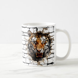 Taza De Café Arte de ruptura de pared de tigre 3D – Safari real