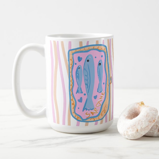 Taza De Café Arte de sardinas lindas (Con donut)