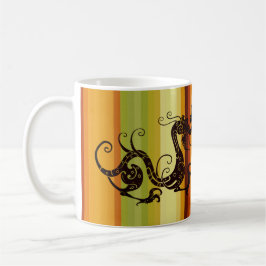 Taza De Café Arte de silueta de dragón tribal asiático