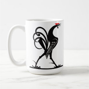 Taza De Café Arte de Silueta de Gallo Abstracto