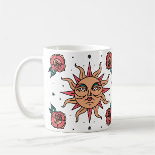 Taza De Café Arte de símbolo de tatuaje de sol boho