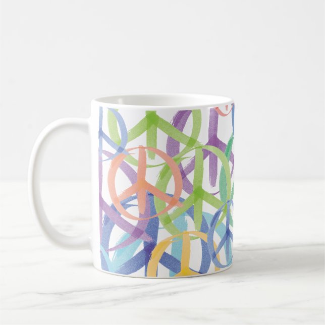 Taza De Café Arte de Símbolos de Paz (Izquierda)