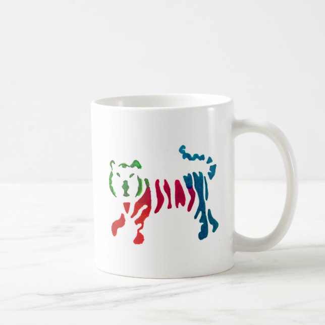 Taza De Café Arte de tigre a rayas de arcoíris (Derecha)