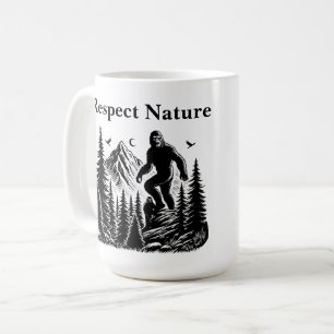 Taza De Café Arte de tinta Yeti Bigfoot Respetar la Naturaleza