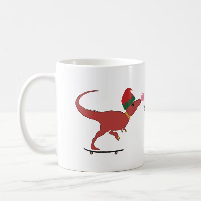 Taza De Café Arte de vacaciones en patinaje T-rex (Izquierda)