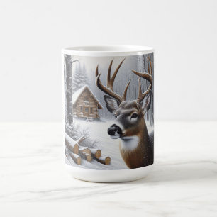 Taza De Café Arte de venado/buck de invierno