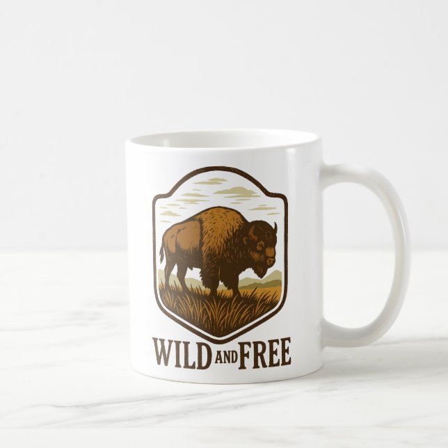 Taza De Café Arte de venado salvaje y libre (Derecha)
