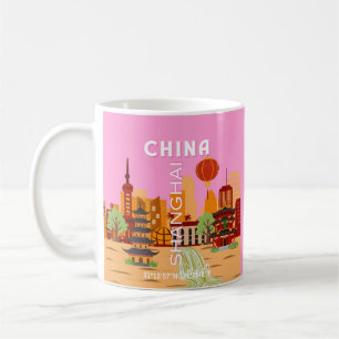 Taza De Café Arte de viaje a Shanghai, China