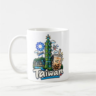 Taza De Café Arte de viaje de Taiwán dibujado a mano de lugares