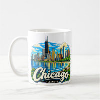Arte de viaje dibujado a mano de Chicago Illinois 