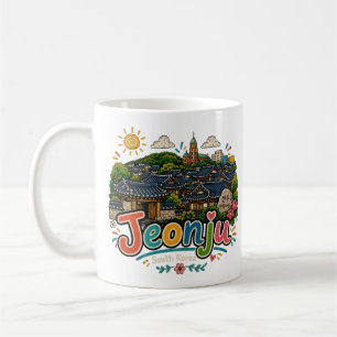 Taza De Café Arte de viaje dibujado a mano de Jeonju, Corea del