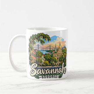 Taza De Café Arte de viaje dibujado a mano de Savannah Georgia