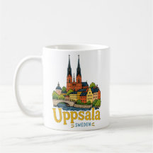 Arte de viaje dibujado a mano de Uppsala Suecia Mo
