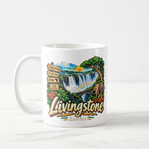 Taza De Café Arte de viaje dibujado a mano Livingstone Zambia M