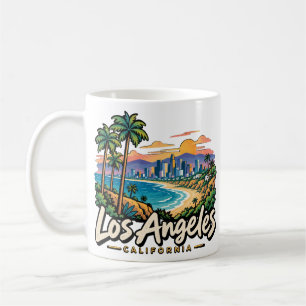Taza De Café Arte de Viaje Dibujado a Mano Los Ángeles Californ
