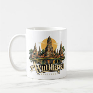 Taza De Café Arte de viaje emblemático de Ayutthaya Tailandia V