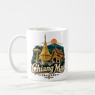 Taza De Café Arte de viaje emblemático de Chiang Mai Tailandia