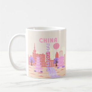 Taza De Café Arte de viaje pastel de Shanghai China
