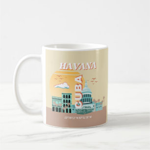 Taza De Café Arte de viaje retro de La Habana Cuba