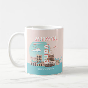 Taza De Café Arte de viaje retro de La Habana Cuba