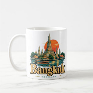Taza De Café Arte de viaje vintage Bangkok Tailandia Monumento