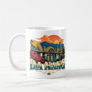 Taza De Café Arte de viaje vintage de Da Nang Vietnam Lugar emb