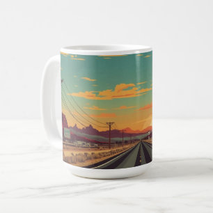 Taza De Café Arte de viaje vintage de la ruta 66 americana