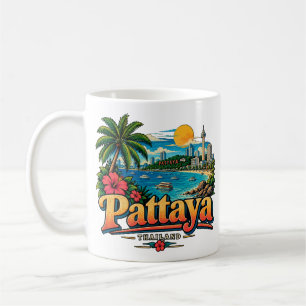 Taza De Café Arte de viaje vintage de Pattaya Tailandia