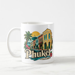 Taza De Café Arte de viaje vintage de Phuket Tailandia