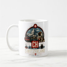 Arte de viaje vintage de Suiza Monumento emblemáti