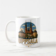 Arte de viaje vintage de Uppsala Suecia Monumento
