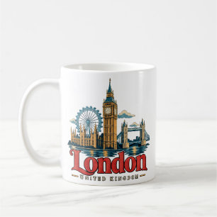 Taza De Café Arte de viaje vintage Londres Reino Unido Monument