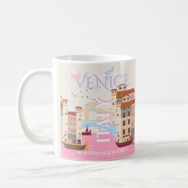 Taza De Café Arte de viajes de Venecia, Italia, arte de viajes (Izquierda)