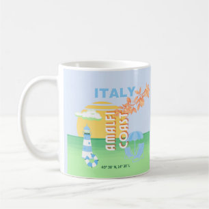 Taza De Café Arte de viajes en Italia, Costa Amalfitana, Preppy