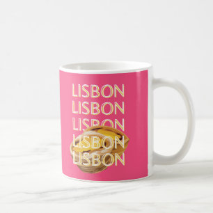 Taza De Café Arte de viajes en Lisboa, rosa, Portugal, arte de