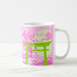 Taza De Café Arte de viajes japonés de Kioto, arte de viajes ro