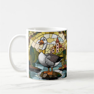 Taza De Café Arte de Vidrio Teñido, Vidrio Teñido Silly Goose