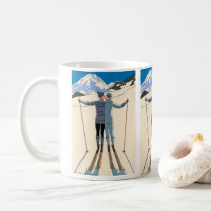 Taza De Café Arte Deco Antiguo, Amantes en la Nieve por George 