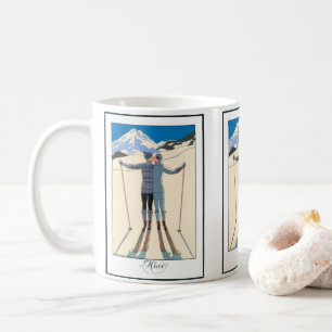Taza De Café Arte Deco Antiguo, Amantes en la Nieve por George 