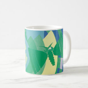 Taza De Café Arte Deco Antiguo Jazz Pochoir Jardín Mariposas