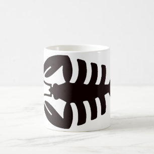 Taza De Café Arte Deco Antiguo Mariscos Langosta en Negro