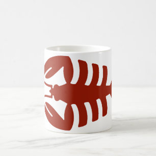 Taza De Café Arte Deco Antiguo Mariscos Langosta en Rojo