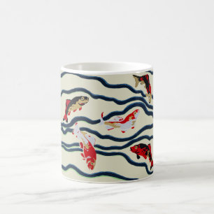 Taza De Café Arte Deco Colorido Carpín Nadando Decoración Naval