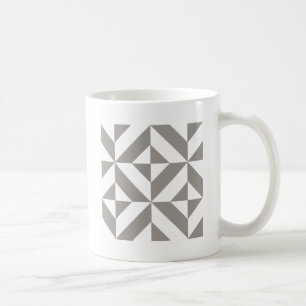 Taza De Café Arte Deco Geométrico Gris Plateado