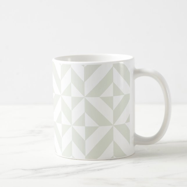 Taza De Café Arte Deco Geométrico Gris Suave (Derecha)