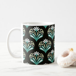 Taza De Café Arte Deco negro y azul verdoso