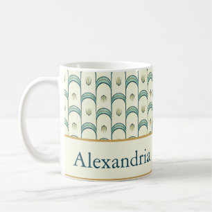 Taza De Café Arte Deco personalizado geométrico en azul turques